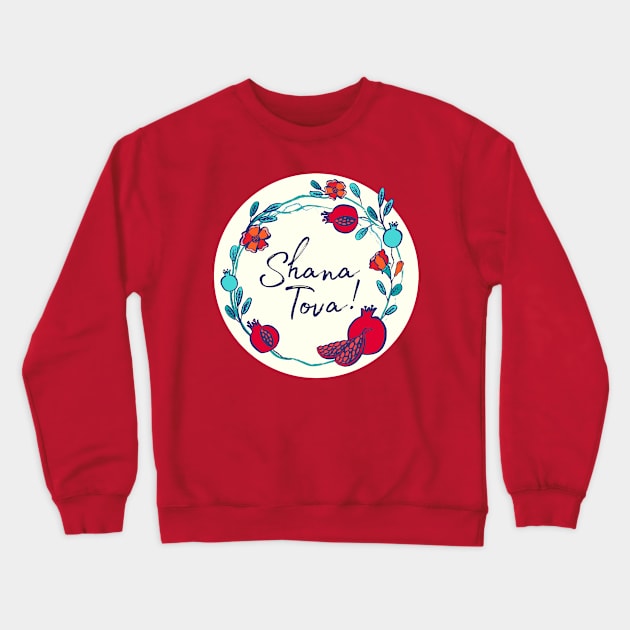 Shana Tova, pomegranate wreath on ivory Crewneck Sweatshirt by Slanapotam